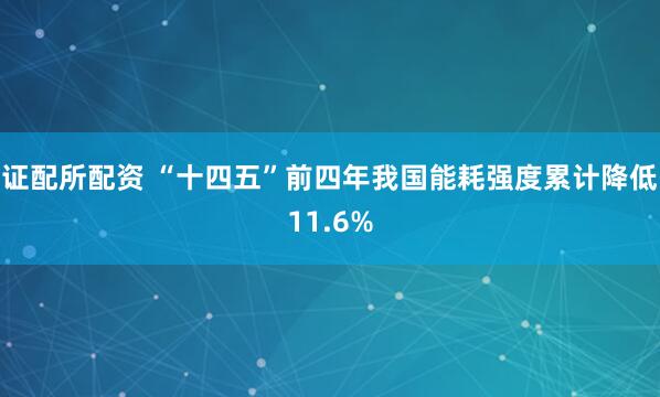 证配所配资 “十四五”前四年我国能耗强度累计降低11.6%